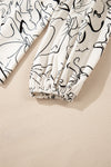 KaleaBoutique Abstract Print Balloon Sleeve Crew Neck Blouse - KaleaBoutique.com