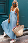 KaleaBoutique Contrast Straps Pocketed Long Chambray Dress - KaleaBoutique.com