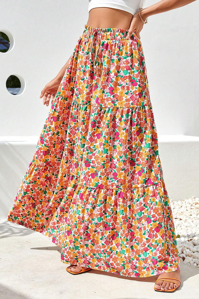 KaleaBoutique Beautiful Boho Floral Print Tiered Long Skirt - KaleaBoutique.com