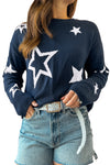 KaleaBoutique Star Pattern Drop Shoulder Knitted Sweater - KaleaBoutique.com