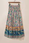 KaleaBoutique Boho Floral & Paisley Print Shirred Waist Long Skirt - KaleaBoutique.com