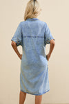 KaleaBoutique Loose Medium Wash Short Sleeve Shirt Chambray Dress - KaleaBoutique.com