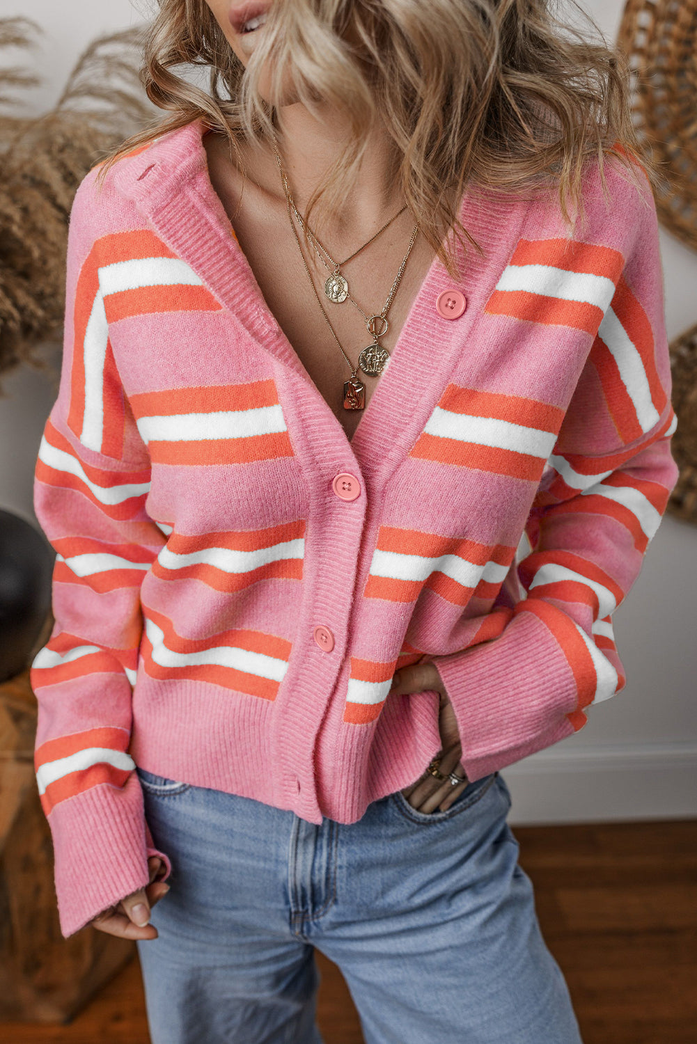 Drop Shoulder Buttons Cardigan Sweater - KaleaBoutique.com