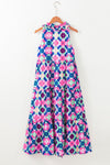 KaleaBoutique Floral Print Frilly Neck Sleeveless Tiered Maxi Dress - KaleaBoutique.com