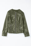 KaleaBoutique Solid Faux Leather Zipper Slim Fit Bomber Jacket - KaleaBoutique.com