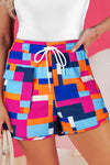 KaleaBoutique Stylish Geometric Printed Drawstring Waist Beach Shorts with Pockets