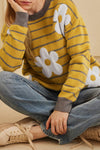 KaleaBoutique Daisy Floral Knitted Round Neck Sweater - KaleaBoutique.com