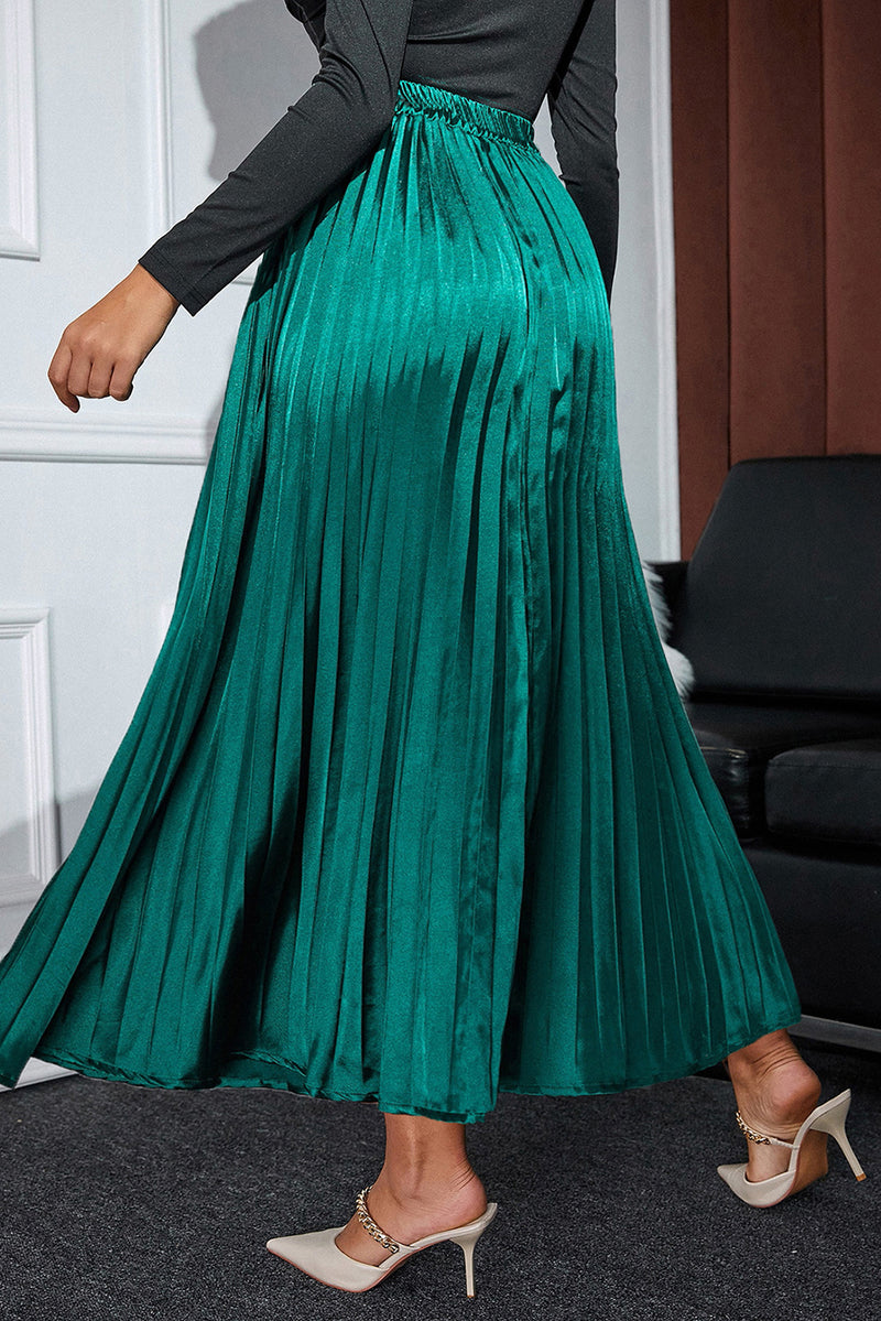 KaleaBoutique Satin Elastic Waist Pleated Maxi Skirt - KaleaBoutique.com