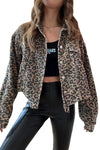 KaleaBoutique Leopard Print Corduroy Irregular Hem Buttoned Jacket - KaleaBoutique.com