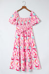 KaleaBoutique Brush Stroke Printed Smocked Ruffle Tiered Dress - KaleaBoutique.com