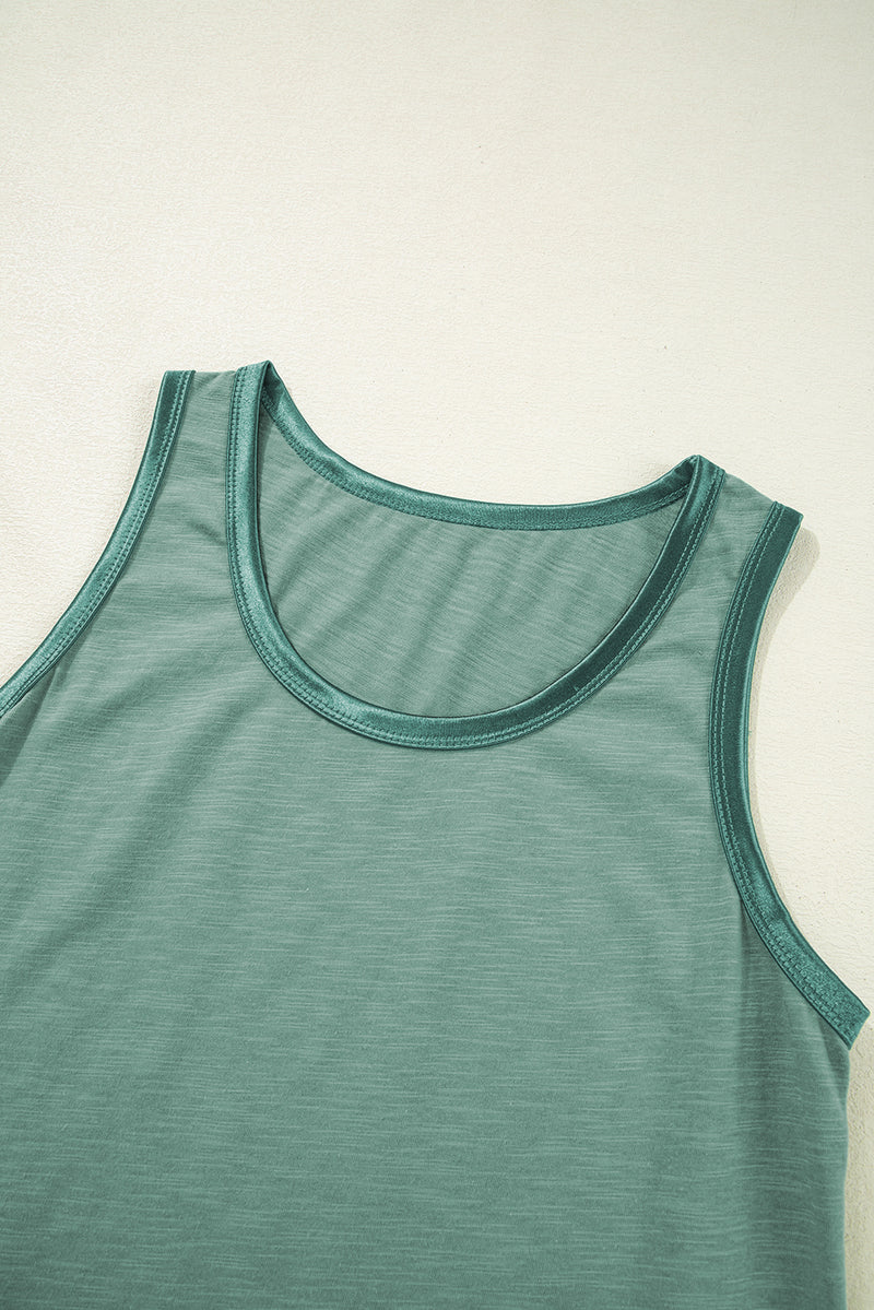 KaleaBoutique Metallic Sheen Edge Scoop Neck Tank Top - KaleaBoutique.com