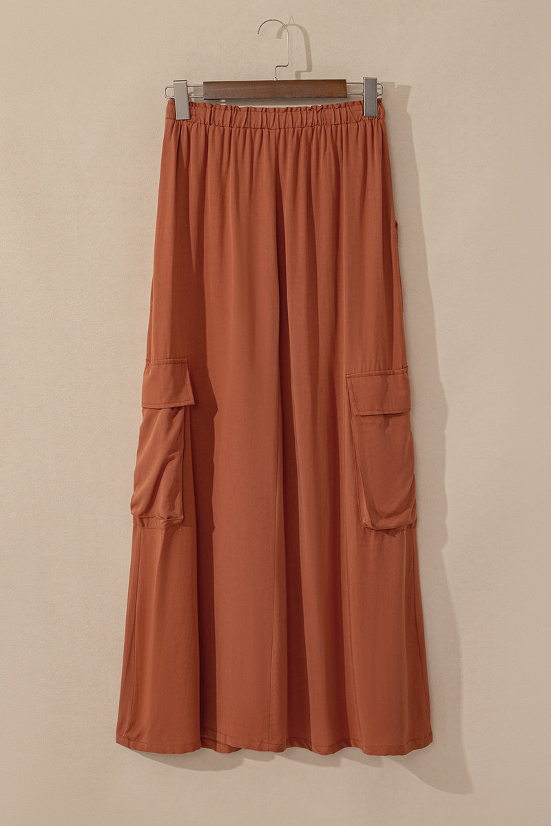 KaleaBoutique Mineral Wash Cargo Pocket Drawstring Waist Maxi Skirt - KaleaBoutique.com