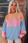 KaleaBoutique Colorblock Patchwork Drop Shoulder Sweatshirt - KaleaBoutique.com