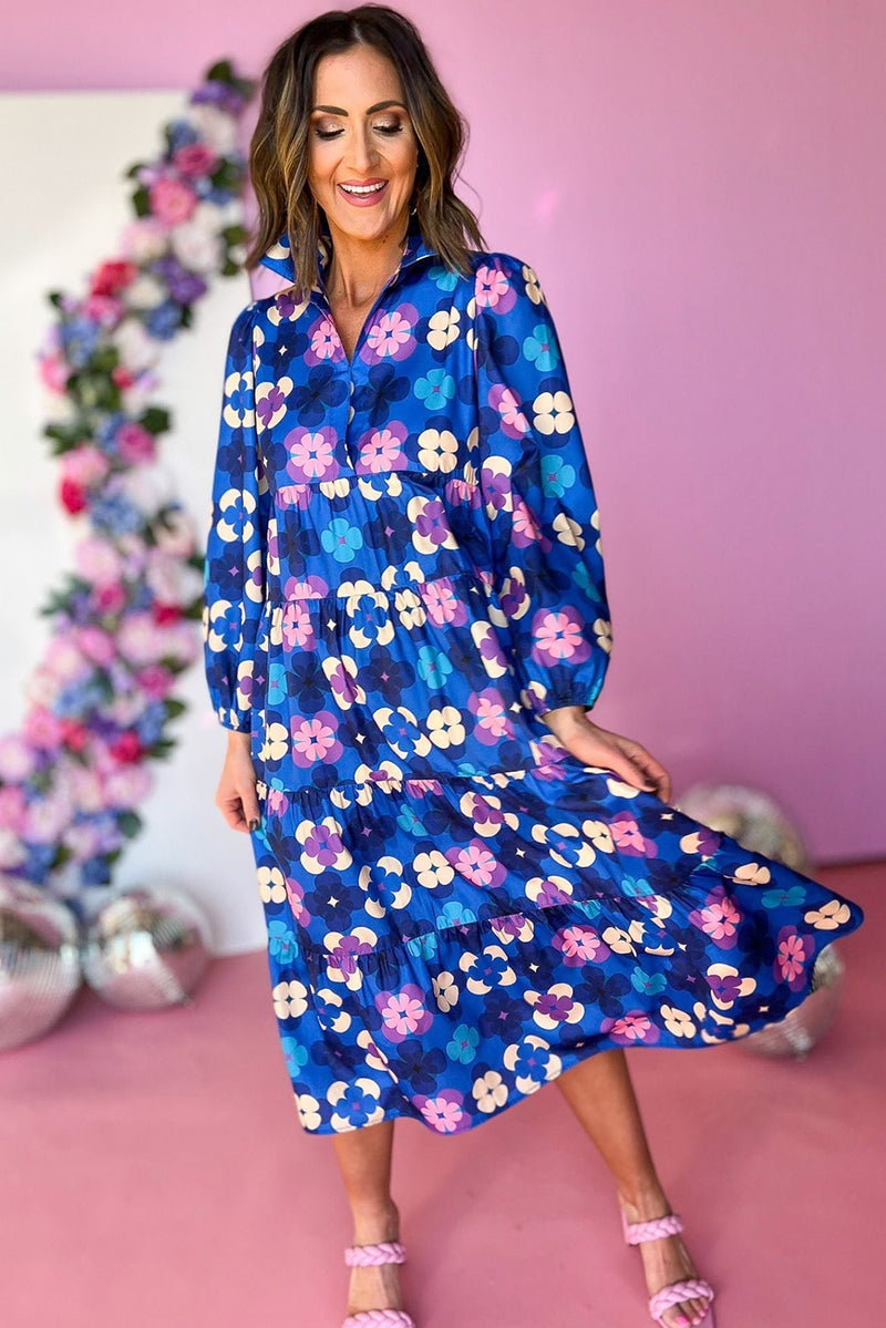 KaleaBoutique Floral Peasant Sleeve Tiered Ruffle Midi Dress - KaleaBoutique.com