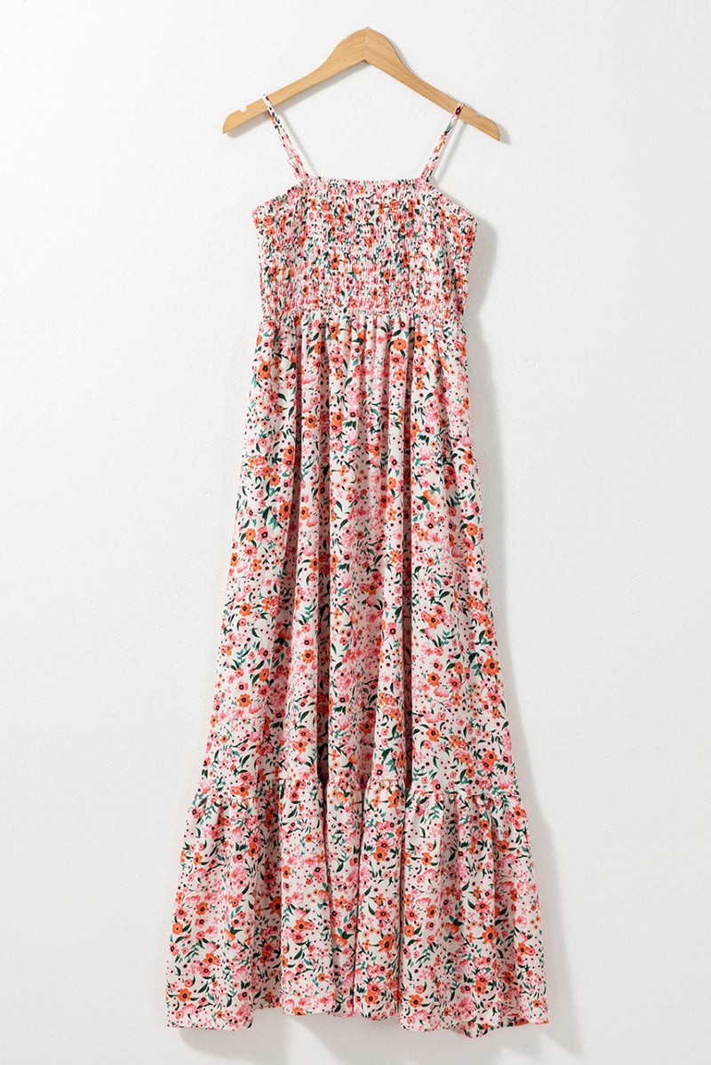 KaleaBoutique Boho Floral Smocked Ruffled Maxi Dress - KaleaBoutique.com