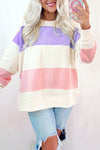 KaleaBoutique Colorblock Patchwork Drop Shoulder Crewneck Sweatshirt - KaleaBoutique.com