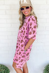 KaleaBoutique Stylish Comfortable Leopard Mineral Wash Side Pocket Shift Mini Dress - KaleaBoutique.com