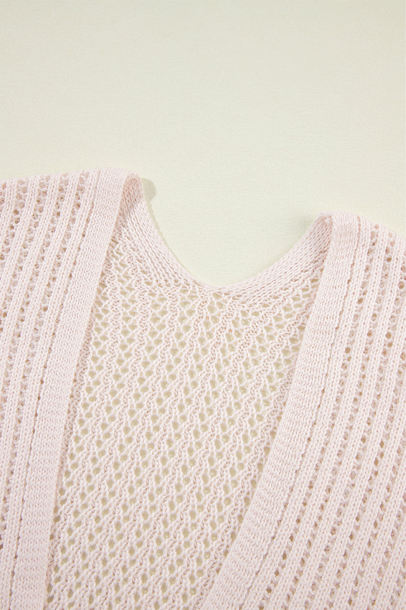 Hollowed Crochet Drop Shoulder Open Front Cardigan - KaleaBoutique.com