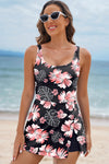 KaleaBoutique Stylish Floral Print Twisted Hollowed Back Swim Dress - KaleaBoutique.com