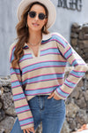 KaleaBoutique Collared V Neck Drop Shoulder Loose Sweater - KaleaBoutique.com