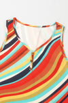 KaleaBoutique Stylish Wavy Striped Buttoned V Neck Tank Top - KaleaBoutique.com