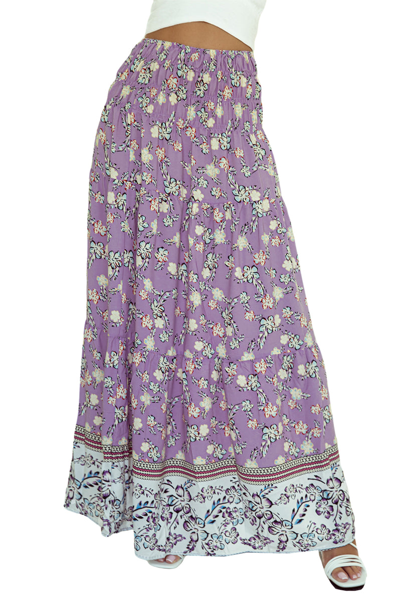 KaleaBoutique Beautiful Floral Print Shirred High Waist Maxi Skirt - KaleaBoutique.com