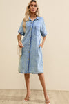 KaleaBoutique Loose Medium Wash Short Sleeve Shirt Chambray Dress - KaleaBoutique.com