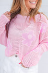 KaleaBoutique Big Flower Hollowed Knit Drop Shoulder Sweater - KaleaBoutique.com