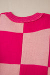 KaleaBoutique Mixed Checkered Pattern Drop Shoulder Loose Sweater - KaleaBoutique.com