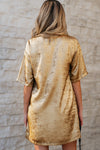 Metallic Luster Crewneck Mini T-Shirt Dress - KaleaBoutique.com