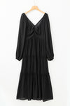 KaleaBoutique V Neck Bowknot Cutout Frill Tiered Maxi Dress - KaleaBoutique.com