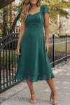 KaleaBoutique Shirred Open Back Sweetheart Neck Ruffled Midi Dress - KaleaBoutique.com