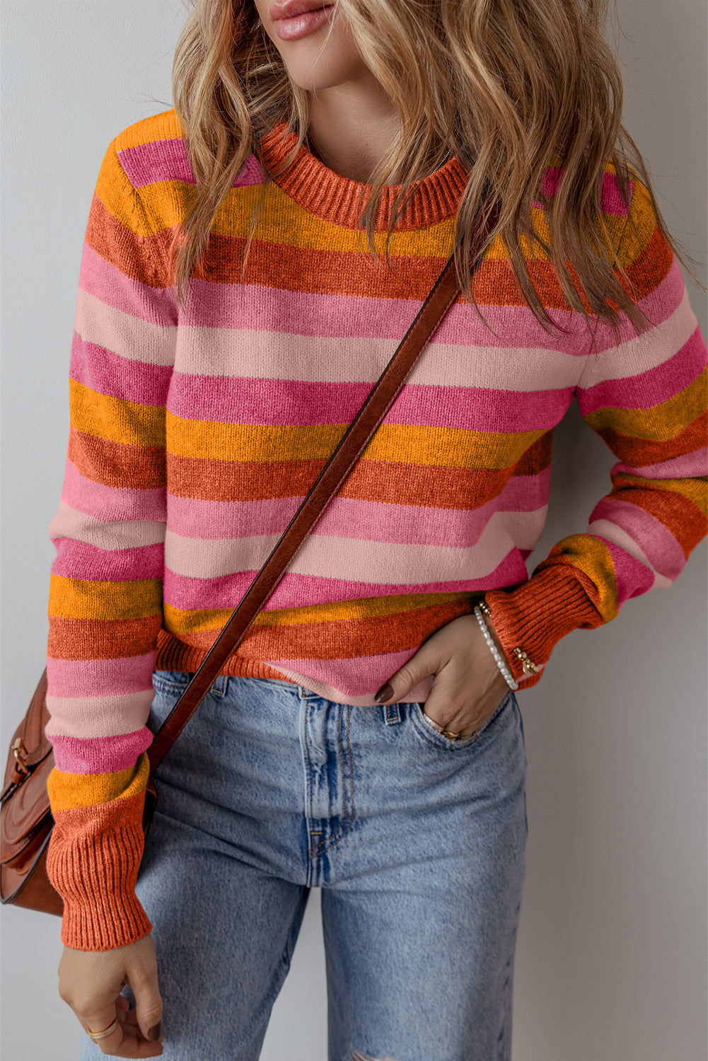 KaleaBoutique Color Block Ribbed Edge Round Neck Sweater - KaleaBoutique.com