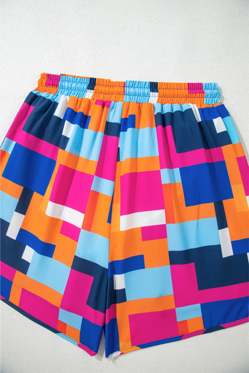 KaleaBoutique Stylish Geometric Printed Drawstring Waist Beach Shorts with Pockets - KaleaBoutique.com