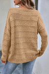 KaleaBoutique Boat Neck Drop Shoulder Pointelle Knit Sweater - KaleaBoutique.com