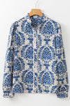 KaleaBoutique Bohemian Printed Bishop Sleeve Lace Shirt - KaleaBoutique.com