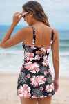 KaleaBoutique Stylish Floral Print Twisted Hollowed Back Swim Dress - KaleaBoutique.com