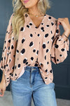 KaleaBoutique Classic Leopard V Neck Bracelet Sleeve Blouse - KaleaBoutique.com