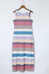 Stripe Print Slit Maxi Tank Top Dress - KaleaBoutique.com