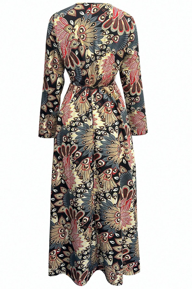 KaleaBoutique Floral Print V Neck Wrap High Waist Maxi Dress - KaleaBoutique.com