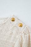 KaleaBoutique Geometric Lace Buttoned Decor Long Sleeve Blouse - KaleaBoutique.com