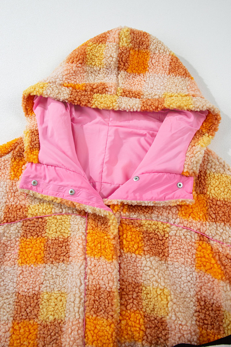 KaleaBoutique Checkered Sherpa Hooded Jacket - KaleaBoutique.com