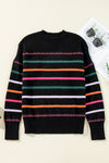 KaleaBoutique Colorful Striped Ribbed Trim Sweater - KaleaBoutique.com