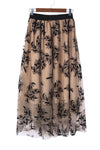 KaleaBoutique Floral Leaves Embroidered High Waist Maxi Skirt - KaleaBoutique.com