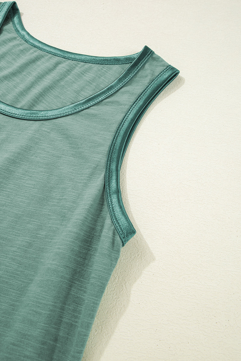 KaleaBoutique Metallic Sheen Edge Scoop Neck Tank Top - KaleaBoutique.com