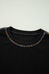 KaleaBoutique Contrast Rainbow Trim Drop Shoulder Pullover Sweatshirt - KaleaBoutique.com