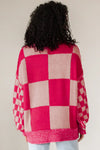 KaleaBoutique Mixed Checkered Pattern Drop Shoulder Loose Sweater - KaleaBoutique.com