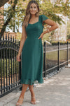 KaleaBoutique Shirred Open Back Sweetheart Neck Ruffled Midi Dress - KaleaBoutique.com