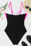 KaleaBoutique Beautiful Eye-Catching Crossover Colorblock Cutout One Piece Swimsuit