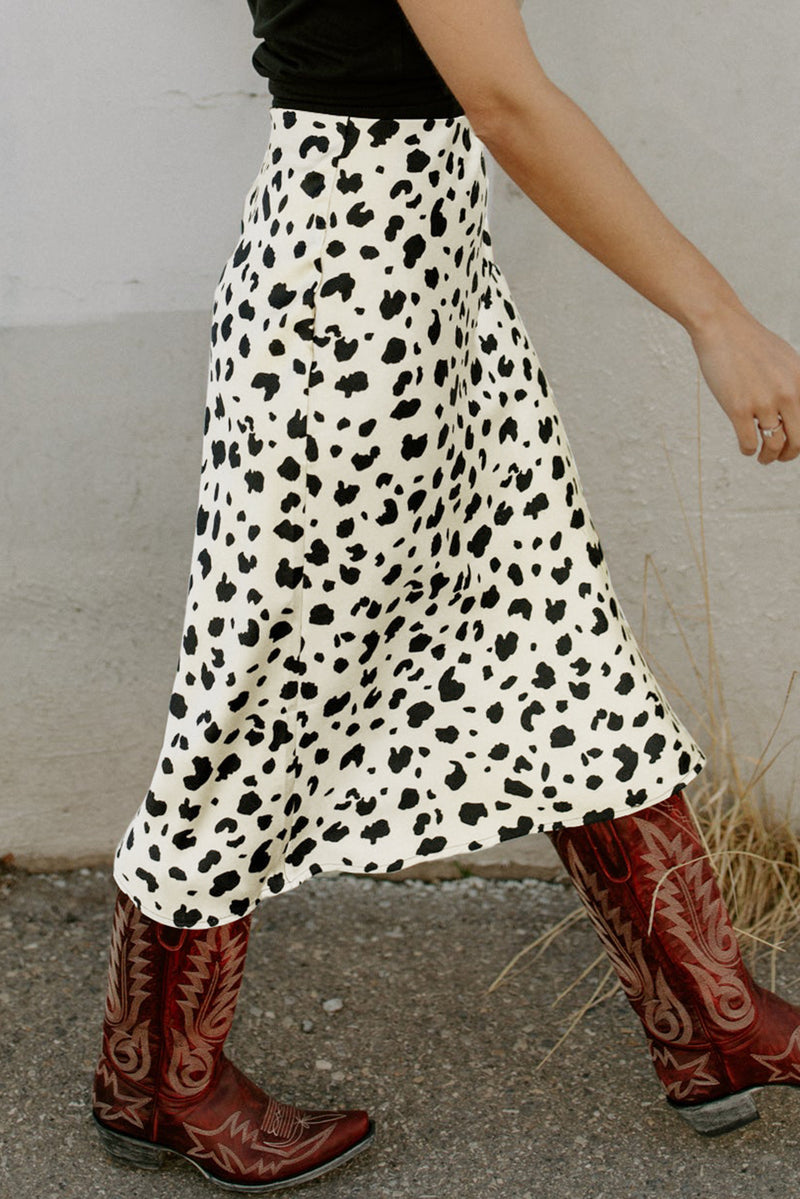 KaleaBoutique Stylish Leopard Spots Printed Split Hem Midi Skirt - KaleaBoutique.com